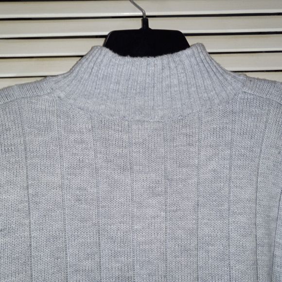 South Pole Mens Size XL Sweater Long Sleeve Gray Red Striped Heavyweight 1/4 Zip - Picture 9 of 16